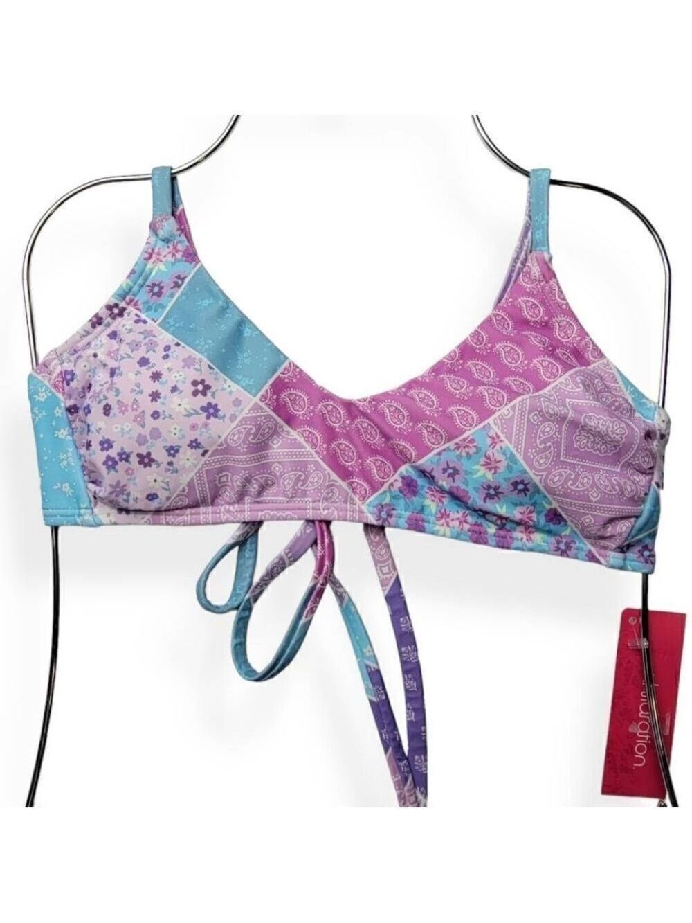 Xhilaration Floral Patch Bikini Top XS Jrs. (00)